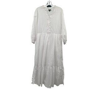 Who What Wear Dotted Swiss Maxi Dress Long Sleeve White Size XL